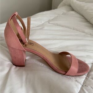 Women's Block Heel Ankle Strap Sandal - Pink Suede